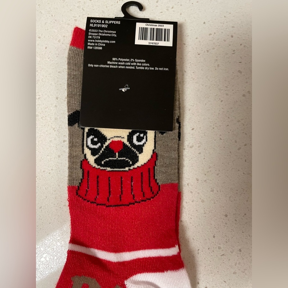 Pug Christmas Socks. Adults One Size. NWT - Picture 4 of 7